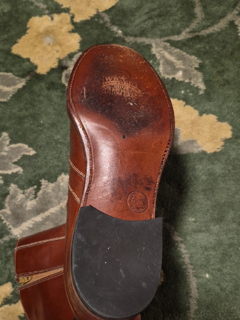 Men's Brown Leather Zip-Front Work Boots - Picture 11 of 15